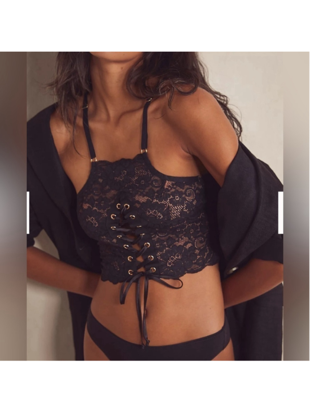 Free People Revolve We are HAH Top 2 Bottom Cami in Black Noir Size XS NWT
